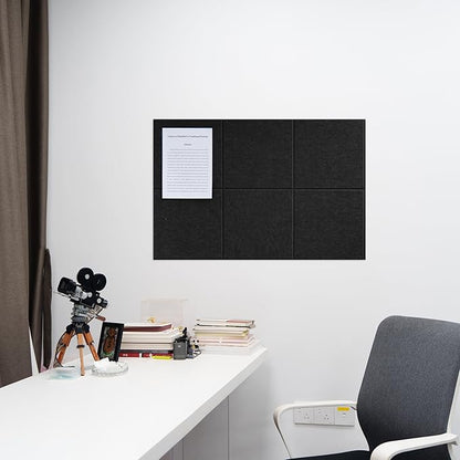 Large Felt Bulletin Board(36" x 24"),Cork Board Alternative,6 Pack Felt Wall Tiles with Safe Removable Adhesive Tabs,Notice Pin Board/Message Board/Vision Board for Office, School & Home