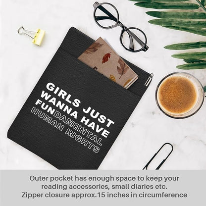 Book Themed Gifts Waterproof Book Sleeve Book Pouch Feminism Equality Rights Reading Gifts for Women Daughter Book Covers for Paperbacks Book Accessories Book Protector with Zipper and Front Pocket
