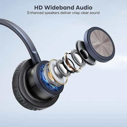 Phone Headset with 2.5mm & 3.5mm Connector for Deskphone Cell Phone PC Laptop, CallCenter Office Headset with Microphone Noise Canceling for Panasonic AT&T Vtech Cordless DECT Phone for Polycom