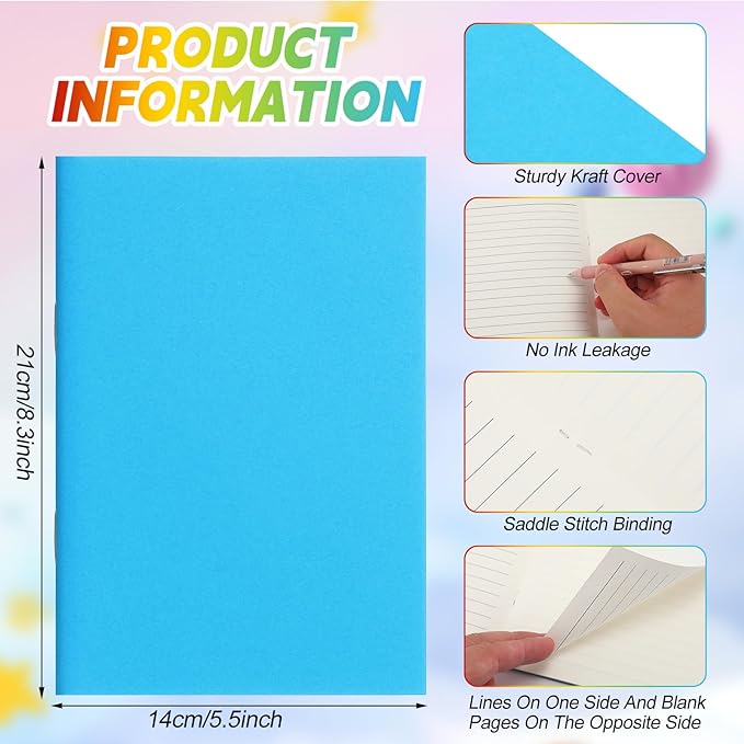 Gueevin 6 Pcs Blank Books for Kids to Write Stories Bulk Composition Notebooks Colorful Soft Cover Notebooks for Drawing Ruled Lined Journals Sketching Kindergarten Easter Gift (Classic Colors)