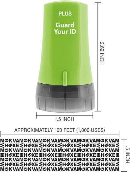 Protect Your Identity with Guard Your ID Stamp Roller - Advanced Confidential Security Tool for Personal Document Guard and Data Safeguard (Regular 3-Pack, Green)