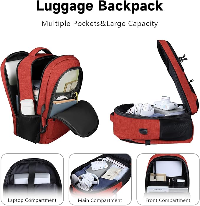 Lapsouno Business Laptop Backpack, Travel Laptop Backpack, Carry on Backpack, Anti Theft Sturdy 15.6 Inch TSA Friendly with USB Port, Water Resistant College School Bag Gifts for Men Women,Wine Red