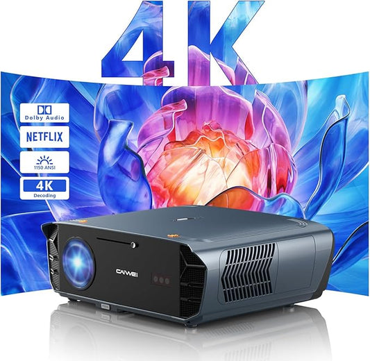 Smart 4K Projector with Netflix Certified, Laser Auto Focus Ultra HD Home Projector Daytime Viewing with Android 11.0, 1450ANSI, Dolby Audio, Google Voice, WiFi6 NFC Wireless Short Throw Projectors