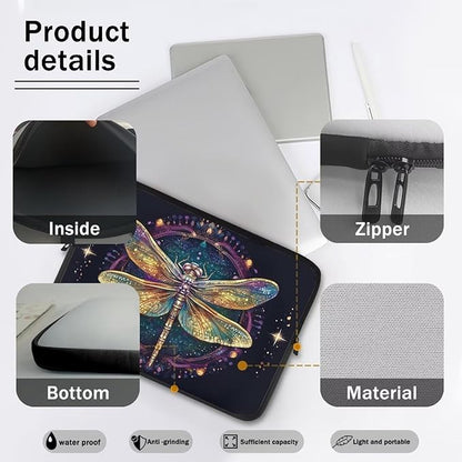 Dragonfly Printed Computer Bags for Laptops for Women, Large Capacity Computer Carrying Cover Laptop Briefcase, 13 Inch Water Resistant Laptop Case Portable Computer Case Bag