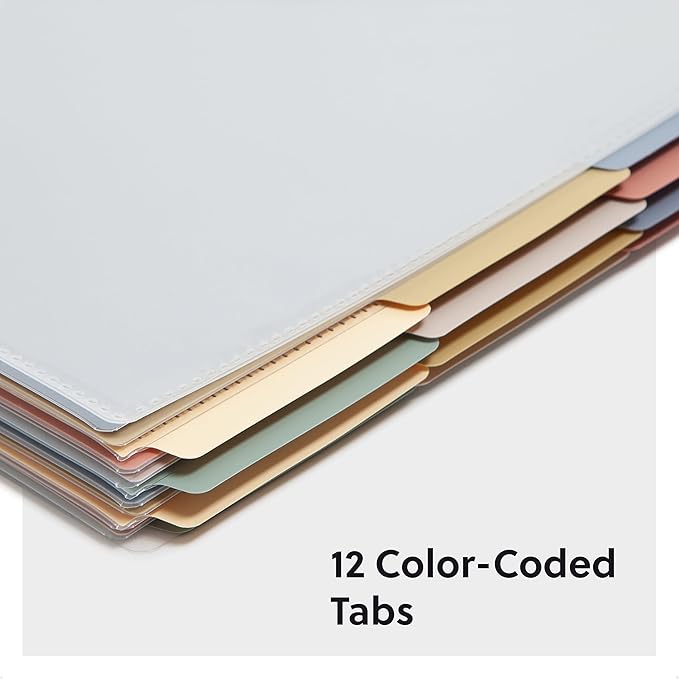 Smead Project Organizer, Office Supplies, 24 Pockets, Clear Cover with Assorted Bright Tabs, Tear Resistant Poly File Organizer, Document Organizer with 1/3-Cut Tabs, Letter Size (89213)