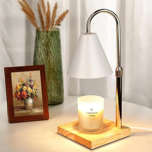 White Candle Warmer Lamp with Timer Dimmer, Electric Candle Lamp Warmer for Bedroom Decor, Birthday Gifts for Women Mom, Adjustable Metal Candle Lamp, Mom Gifts, Home Decor for House Warming Gifts