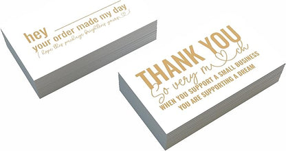 ITZAMNA Thank you for supporting small business cards Customer appreciation note cards Pink Script with Heart Pack of 100 WHITE