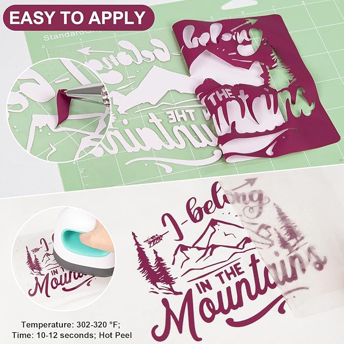 VINYL FROG Heat Transfer Vinyl Roll HTV Vinyl - 12"x5ft Maroon Iron on Vinyl for T-Shirts, Heat Press Vinyl for DIY Craft Designs (Maroon)