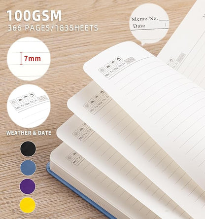 Lined Journal Notebook 365 Pages, A5 Leather Journals for Writing Women & Men, Hardcover Notebook with 100GSM Thick Paper, Daily Journal Notebook for Travel, Work, School, Note Taking, College Ruled