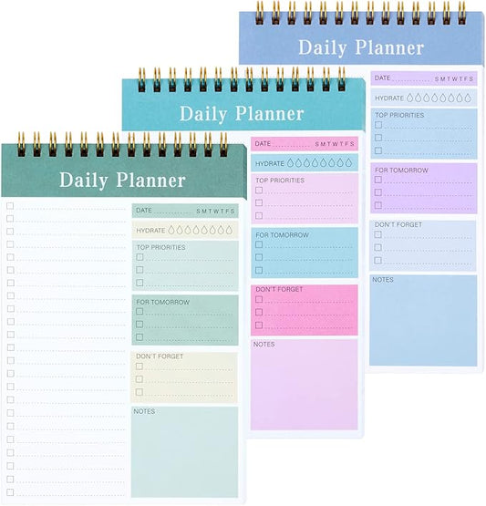 Set of 3 To Do List Notepad, 52 Sheets Undated Daily Planner 2024, 5.2"x7.8" To Do List Notebook, Daily Checklist for School/Office Supplies
