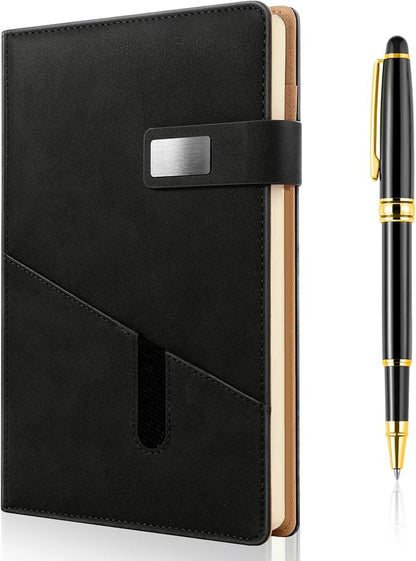 A5 Blank Journal Notebook, Refillable Hardcover Leather Sketchbook with Pocket and Magnetic Buckle, 240 Pages Thick Travel Sketchbooks for Drawing and Writing, 80gsm Unlined Journal for Men and Women