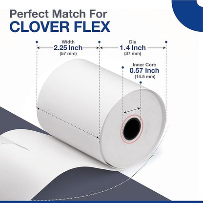 Thermal Paper 2 1/4 x 50-100 Rolls - BPA Free - 55 GSM - Credit Card Paper Rolls Thermal 2 1/4 x 50 for Clover Flex, Verifone VX 520, Dejavoo Z11, Ingenico Desk 3500 - Fits All POS Machines