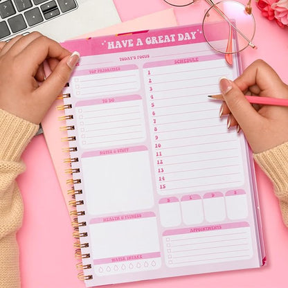 CNhoqc A4 Lightning Planner Notebook - Pink Preppy Lightning A4 Planner Notebook Teen Girl Y2K To Do List Daily Task Checklist Time Management Notepad Daily Agenda Christmas Winter Xmas New Year Gifts