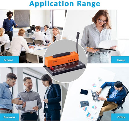 TIANSE Binding Machine, Spiral Coil Binder Machine, Manual Book Maker Punch Binder with Electric Coil Inserter,Suit for Letter Size / A4 / A5