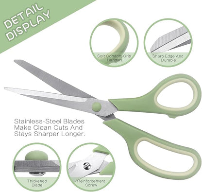 Scissors 8.5 Inch Multipurpose Scissors Bulk Set of 3, Durable and Sharp Scissors for Office Home School Sewing Fabric Craft Supplies, Soft Comfort-Grip Right/Left Hand