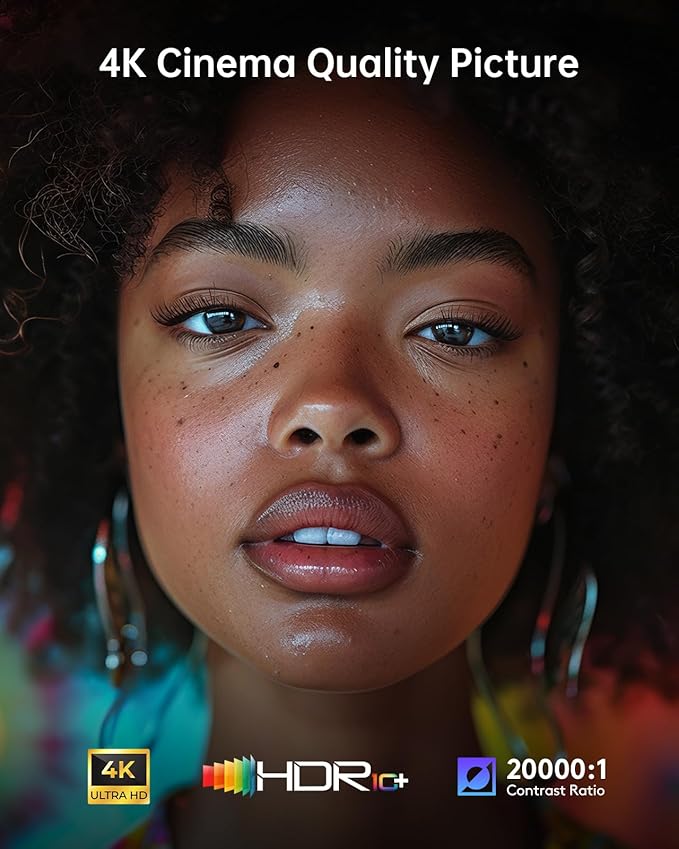 HAPPRUN Projector, Google TV Projector with WiFi and Bluetooth, 4K Support, Netflix-Licensed, HDR 10+, Native 1080P Outdoor Movie Projector, Smart Home Theater Projector Support Google Cast & Airplay