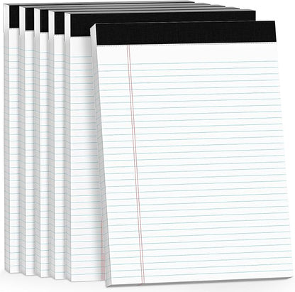 300 Sheets Legal Pads 8.5 x 11 College Ruled 6-Pack White Paper Note Pad Narrow Ruled 50 Sheets per Notepad Perforated Writing Pad Study Back 8x11 Legal Pads Pads of Paper