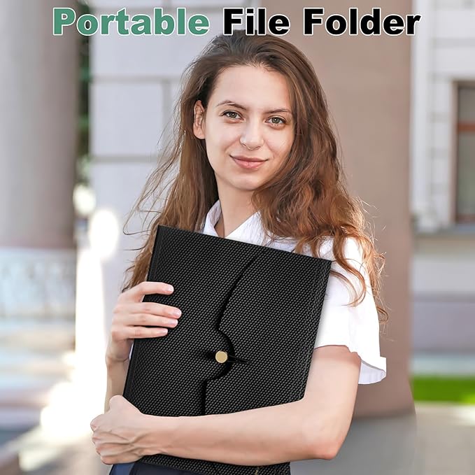 Sooez 7 Pocket Expanding File Folder, Premium Accordion File Organizer, Letter Size Folders for Documents, Sleek Filing Folders with Bungee Closure, Portable Folders for School Office Supplies, Grey