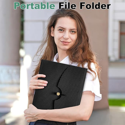 Sooez 7 Pocket Expanding File Folder, Premium Accordion File Organizer with Bungee Closure, Letter Size Folders for Documents, Portable Filing Folders for School Office Supplies, Black