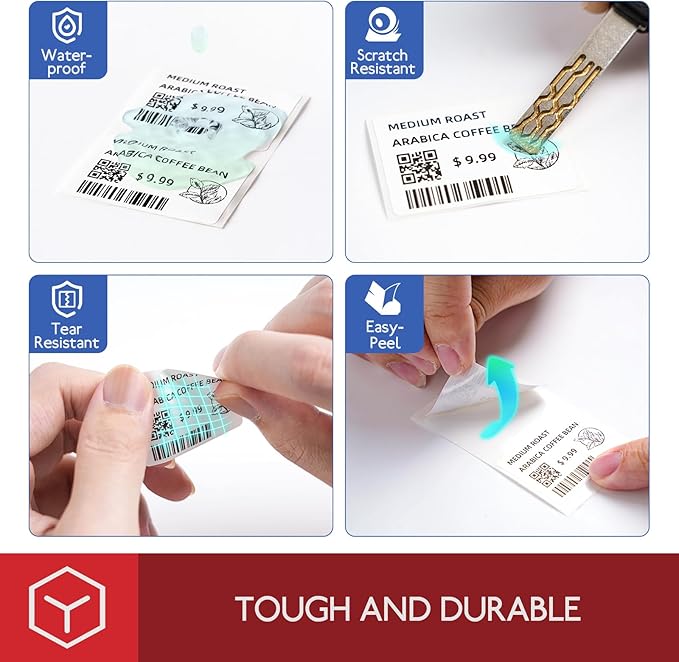 [180 pcs] Phomemo Labels for M220 M221 M250 M260 M200, 2.36'' x 1.57''(60 x 40mm), Original, Square, White, 180 Labels/Roll, Multi-Purpose Self-Adhesive Thermal