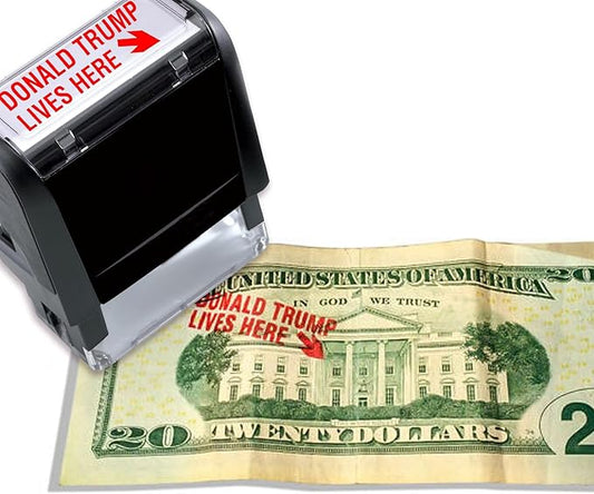Donald Trump Lives Here Stamp, Self Inking Trump Stamp for Donald Trump Merchandise, 2024 Election Merchandise Trump Party Supplies Funny Donald Trump Gifts