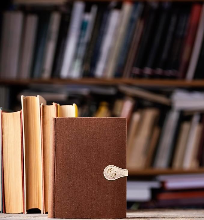 ABTOLS Magnetic Leather Initial Bookmarks, Vintage Initial ID Identification Book Marker Clip Gift Pink Capital Letter Book Markers for Book Lover Avid Readers (G)