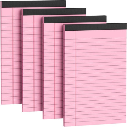 4 Pack Note Pads 5 x 8 Inch Pink Small Legal Pads 5 x 8 Colored Notepad 5 x 8 Micro Perforated Writing Pads Lined Paper Pads College Ruled Pad Paper 30 Sheets Notebook for Study, To-Do Lists, Office