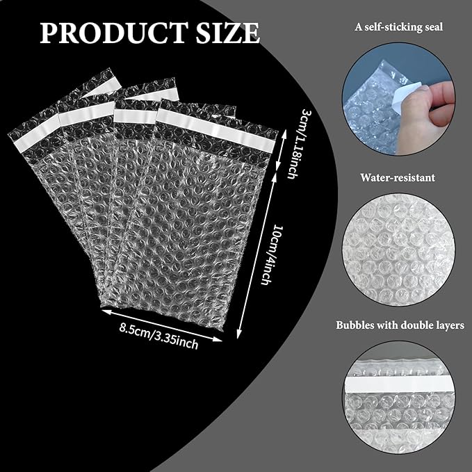 350 Pcs Clear Self Sealing Bubble Bags Plastic Thickening Cushion Packing Bags Double Wall Bubble Pouch Bag Shockproof Pack Protective Bags for Small Business Packing Shipping Storage (3.35" X 4")