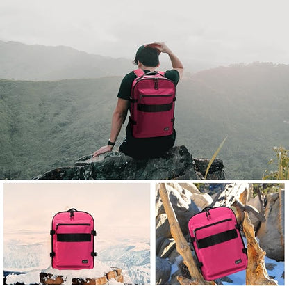 Travel Backpack 17L Lightweight Casual Small Carry-on Daypack 15-inch Laptop Notebook, Underseat Overnight Weekender, Rasberry