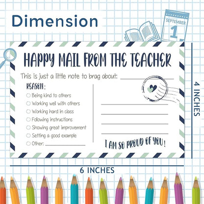 LOVEDMORE Happy Mail from Teacher to Students Incentive Cards, Teacher Mail for Elementary Classroom Rewards