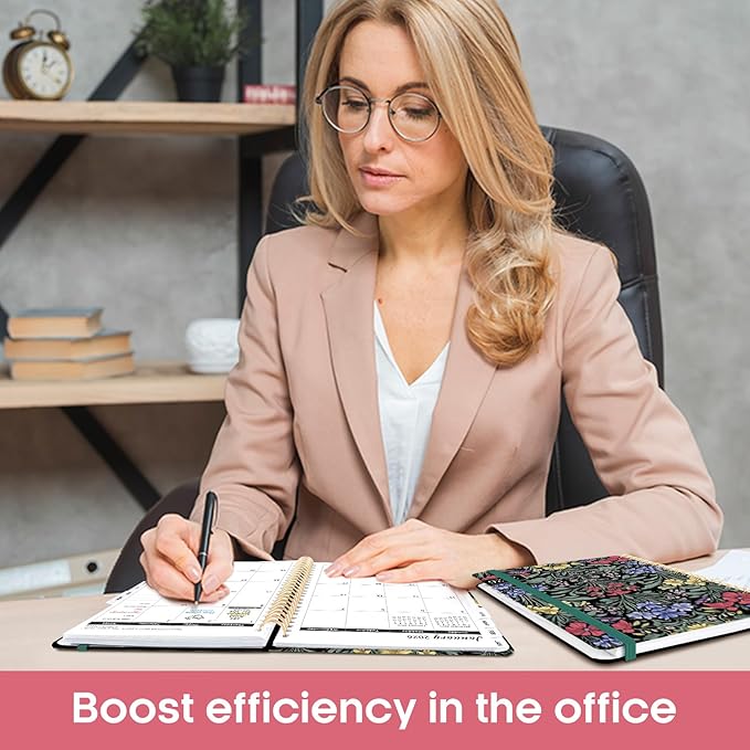 2026 Planner, Aesthetic Weekly and Monthly Planner for Women, Jan 2026 to Dec 2026, Hardcover 2026 Calendar Book with Monthly Tabs, Inner Pocket, Perfect for Office Home School - A5 (6.3" x 8.5"), Symmetrical Tapestry