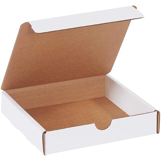 Aviditi White Corrugated Cardboard Literature Mailer Box, 6" L x 6" W x 1 1/4" H, Pack of 50, Crush-Proof, for Shipping and Mailing UPS, USPS and FedEx