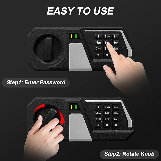 Tenamic Fireproof Safe Box 0.8 Cuft Electronic Digital Security Box, Keypad Small Lock Box Cabinet Safes with Internal Light, Solid Alloy Steel Office Hotel Home Mini Safe with 2 Passwords, Black