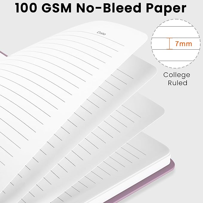 Lined Spiral Journal Notebook, A5 College Ruled Notebook for Journaling, Note-Taking, and Daily Planning, Durable Hardcover with an Elegant Design, Purple