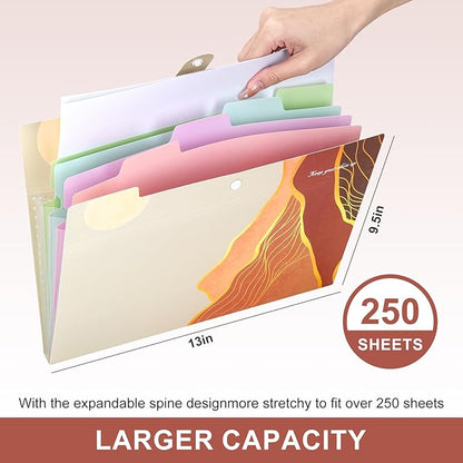 Ddaowanx Expanding File Folder, Letter A4 Size Accordion Plastic File Organizer, 5 Pocket Folders for Documents, Aesthetic Folder with Labels, Paper Organizer for School Office (Bohemian Printed 3)