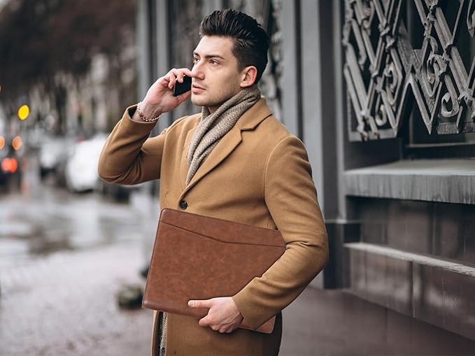 Calfinder Padfolio, portfolio folder, Padfolio for women and men, leather binder, portfolio organizer, Vegan leather folder, portfolio notebook, Resume Zippered Padfolio,Gift for Professionals, Brown