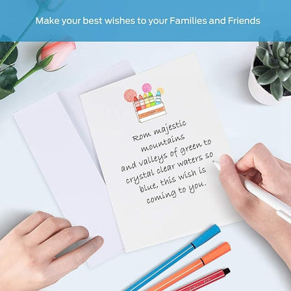 Blank White Cards and Envelopes 100 Pack, Ohuhu 4 x 6 Heavyweight Folded Cardstock and A4 Envelopes for DIY Greeting Cards, Wedding, Birthday, Invitations, Thank You Cards & All Occasion