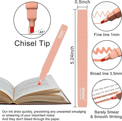 Vitoler Bible Highlighters with Soft Chisel Tip,10Pcs,Aesthetic No Bleed Dry Fast Easy to Hold, Bible Highlighters,Cute Highlighters for School Office Supplies