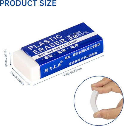 12 Pack Pencil Erasers, Large White Erasers for School, Art Erasers for Kids Drawing Bulk