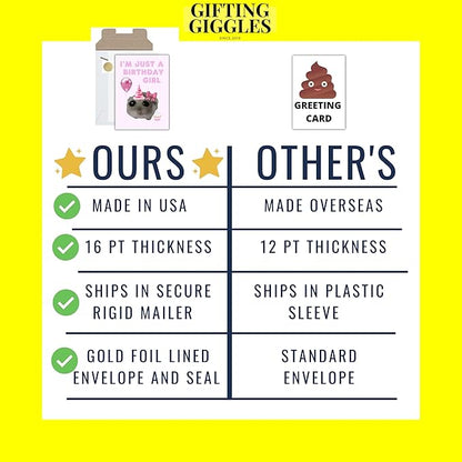 GIFTING GIGGLES Happy Birthday Card for Women - Best Friend, Sister, Mother, Daughter - Bday Card for her - Just a girl meme - 13th 16th 18th 21st 25th 30th 40th 50th 60th 70th