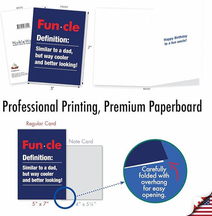 NobleWorks - 1 Funny Happy Birthday Notecard - Uncle Humor Greeting Card with Envelope - Funcle C7232BDG