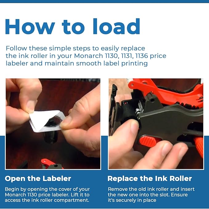 Perco Ink Roll for Monarch 1131 and 1136 Price and Date Guns - Pack of 4 Replacement Inkers for Monarch 1131 and 1136 Labelers - Easy to Load, Premium, Clear & Bold Prints - Made in USA