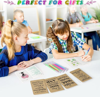 12 Pcs Mini Inspirational Notebooks Bulk with 12 Pcs Colorful Pens, Small Pocket Journal Notepads Set, Motivational Bulk Gifts for Women Men Teacher Student Kids,Fun School Office Supplies,3.5"x5.5"