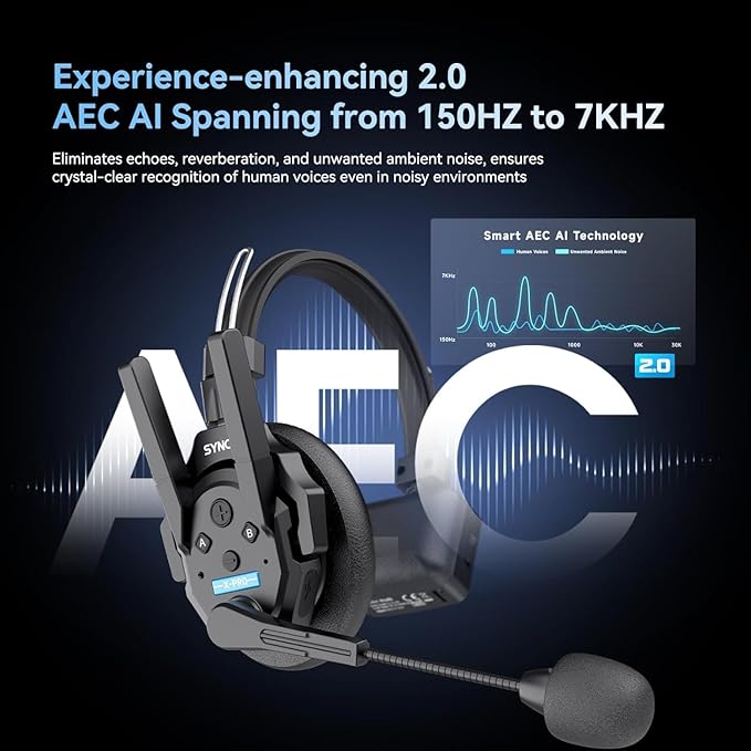 SYNCO XTalk XPro2 X2 2.4GHz Wireless Intercom Headset System Microphone Random Master Device 500m/1640FT Operating Range Real-time Monitoring for Movie Shooting, Live Show, Stage Performance (2Pcs)
