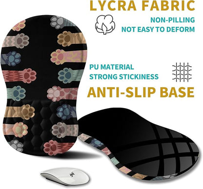 Hokafenle Ergonomic Mouse Pad Wrist Support, Wrist Rest Mousepad for Carpal Tunnel Pain Relief with Integrated Memory Foam Slope Massage Bulge (11.8x7.9 inch,Cute Cat Claw