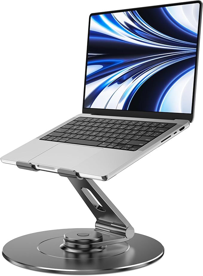 Portable Laptop Stand,【360 ° Rotating Laptop Stand for Desk】,Adjustable Laptop Riser,Ergonomic Computer Notebook Stand Holder for MacBook Air Pro,Dell,XPS,HP(10-17.3")-Black