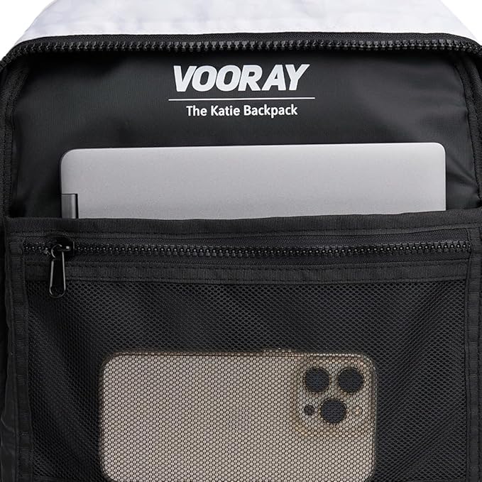 VOORAY 19L Katie Backpack – Large Travel Backpack, Gym & Sports Backpack Wild Desert, White Floral Retro Stripe