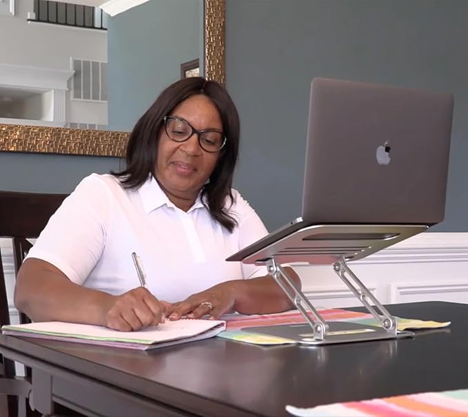 Swivel Laptop Stand for Desk, Adjustable Laptop Stand for Desk w/ 360° Rotation, Raise Tilt Cools Laptop with This Ergonomic Laptop Stand Riser, Collapsible iPad Computer Laptop Stand (Grey)