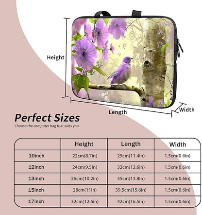 Universal Tablet Laptop Sleeve Case 10 inch, Purple Florals Hummingbird Slim Carrying Case Durable Handbag Travel Laptop Bag for 7 to 10-inch Laptops/Notebook/Kids Tablet/ipad/eBook Readers