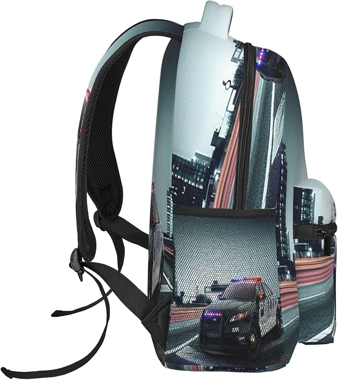 Police Backpack Travel Laptop Backpacks Police Car Ruckasck Book Bags School Bag for Boys Girls Kids Childrens Teenager Men Women